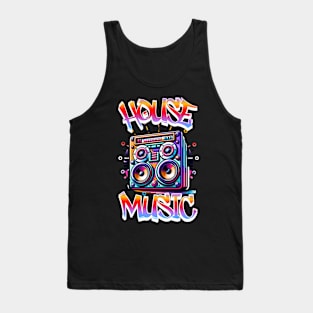 HOUSE MUSIC  - Graffiti Speaker Logo (white/blue/red) Tank Top